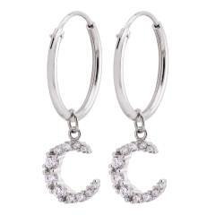 Argola Prata c/ Ródio Lua Zircônia