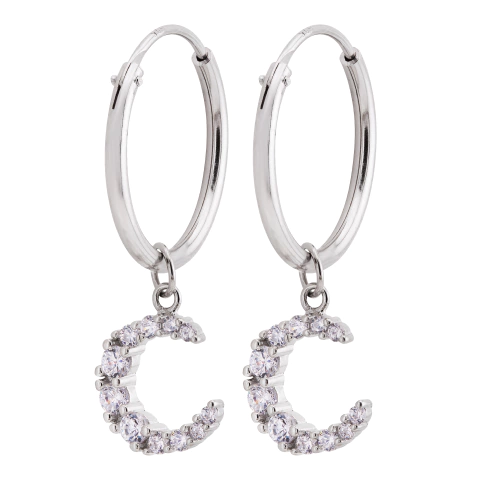 Argola Prata c/ Ródio Lua Zircônia