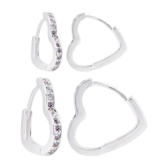 Dupla Argolas Prata Coração Cristal na internet