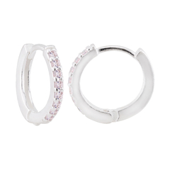 Argola Prata Fio Quadrado Zircônia Cristal Média 1,3cm - comprar online