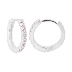 Argola Prata Fio Quadrado Zircônia Cristal Média 1,3cm - comprar online