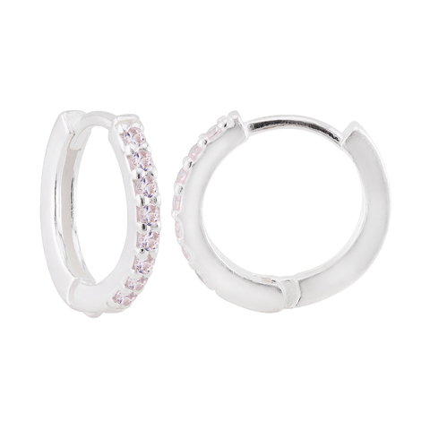 Argola Prata Fio Quadrado Zircônia Cristal Média 1,3cm - comprar online