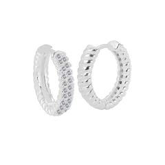 Argola Prata Trabalhada com Zircônia White 15mm