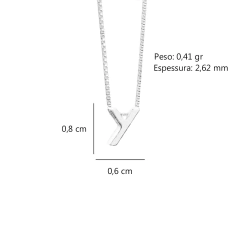 Colar Prata V12 Pingente Letra Lisa