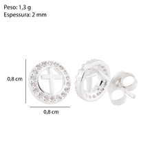 Brinco Prat Cruz Círculo Zircônia White - Via Vizzon