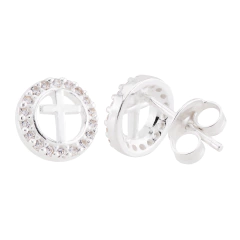 Brinco Prat Cruz Círculo Zircônia White - comprar online