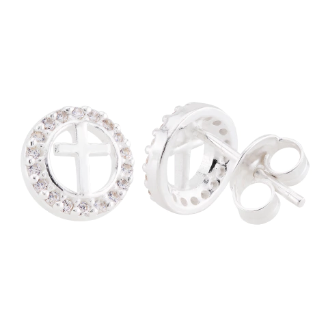 Brinco Prat Cruz Círculo Zircônia White - comprar online