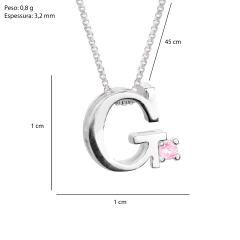 Colar Prat V12 Letra com Zircônia Rosa 1x1cm na internet