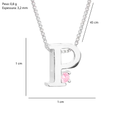 Imagem do Colar Prat V12 Letra com Zircônia Rosa 1x1cm