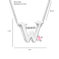 Imagem do Colar Prat V12 Letra com Zircônia Rosa 1x1cm