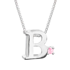 Colar Prat V12 Letra com Zircônia Rosa 1x1cm - Via Vizzon