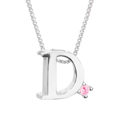 Imagem do Colar Prat V12 Letra com Zircônia Rosa 1x1cm