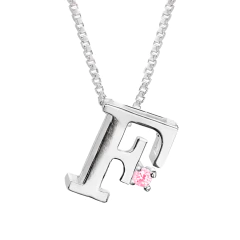 Colar Prat V12 Letra com Zircônia Rosa 1x1cm - comprar online