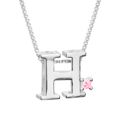 Colar Prat V12 Letra com Zircônia Rosa 1x1cm - Via Vizzon