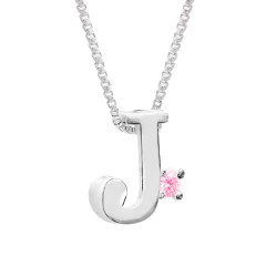 Imagem do Colar Prat V12 Letra com Zircônia Rosa 1x1cm