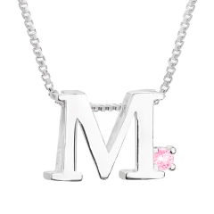 Colar Prat V12 Letra com Zircônia Rosa 1x1cm na internet