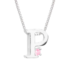 Imagem do Colar Prat V12 Letra com Zircônia Rosa 1x1cm