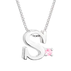 Colar Prat V12 Letra com Zircônia Rosa 1x1cm - comprar online