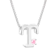 Colar Prat V12 Letra com Zircônia Rosa 1x1cm na internet