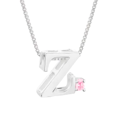 Colar Prat V12 Letra com Zircônia Rosa 1x1cm - comprar online