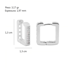 Argola Prat Click Quadrada 13mm Com Zircônia White na internet
