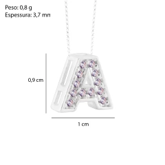 Pingente Prata Letra 1cm Zircônias Cristal - loja online