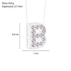 Pingente Prata Letra 1cm Zircônias Cristal - comprar online