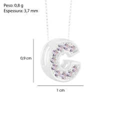 Pingente Prata Letra 1cm Zircônias Cristal - loja online