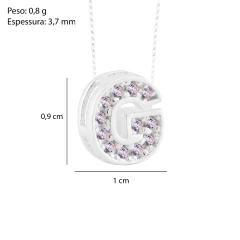 Pingente Prata Letra 1cm Zircônias Cristal - loja online
