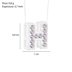 Pingente Prata Letra 1cm Zircônias Cristal - comprar online