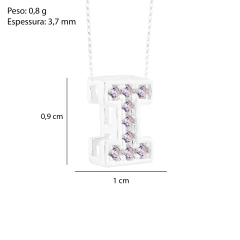 Pingente Prata Letra 1cm Zircônias Cristal - loja online
