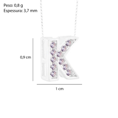 Pingente Prata Letra 1cm Zircônias Cristal - loja online
