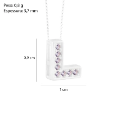 Pingente Prata Letra 1cm Zircônias Cristal - comprar online