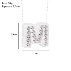 Pingente Prata Letra 1cm Zircônias Cristal - loja online