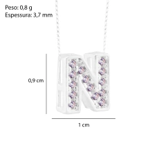 Pingente Prata Letra 1cm Zircônias Cristal - comprar online