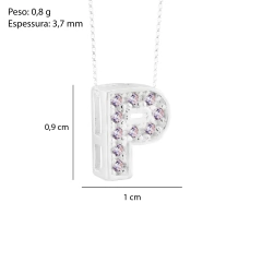 Pingente Prata Letra 1cm Zircônias Cristal - comprar online