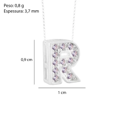 Pingente Prata Letra 1cm Zircônias Cristal - comprar online