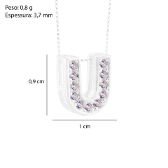 Pingente Prata Letra 1cm Zircônias Cristal - loja online