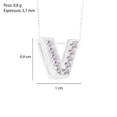 Pingente Prata Letra 1cm Zircônias Cristal - comprar online