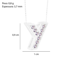 Pingente Prata Letra 1cm Zircônias Cristal - loja online