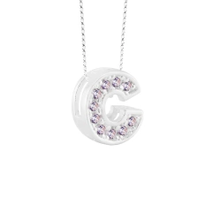 Pingente Prata Letra 1cm Zircônias Cristal