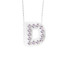 Pingente Prata Letra 1cm Zircônias Cristal - Via Vizzon