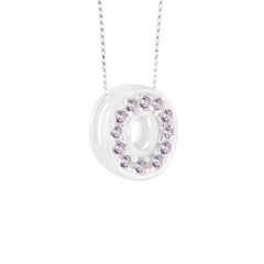 Pingente Prata Letra 1cm Zircônias Cristal