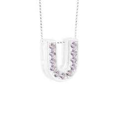 Pingente Prata Letra 1cm Zircônias Cristal