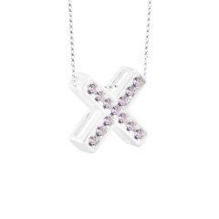 Pingente Prata Letra 1cm Zircônias Cristal - Via Vizzon