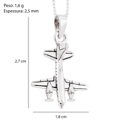Pingente Prata Avião 2cm - loja online