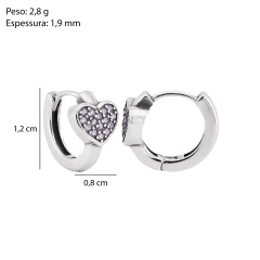 Argola Prata Coração C/ Zircônia Cristal - Via Vizzon