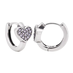 Argola Prata Coração C/ Zircônia Cristal - comprar online