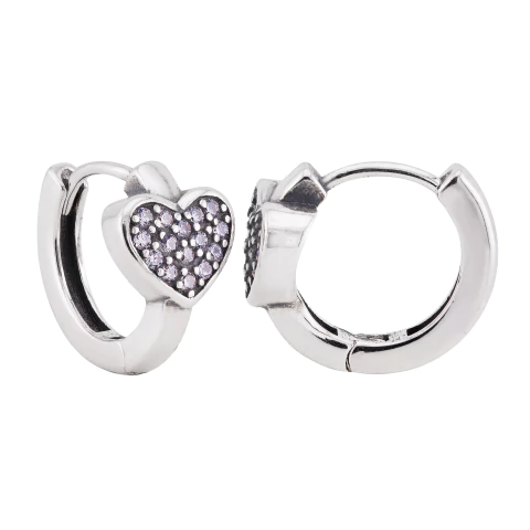 Argola Prata Coração C/ Zircônia Cristal - comprar online