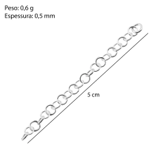 Extensor Prata Elo Português 5cm - Via Vizzon
